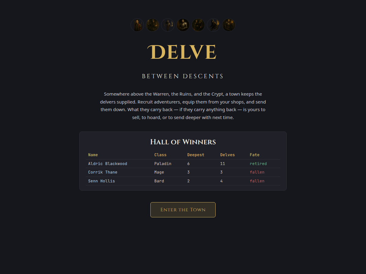 Intro screen with Hall of Winners